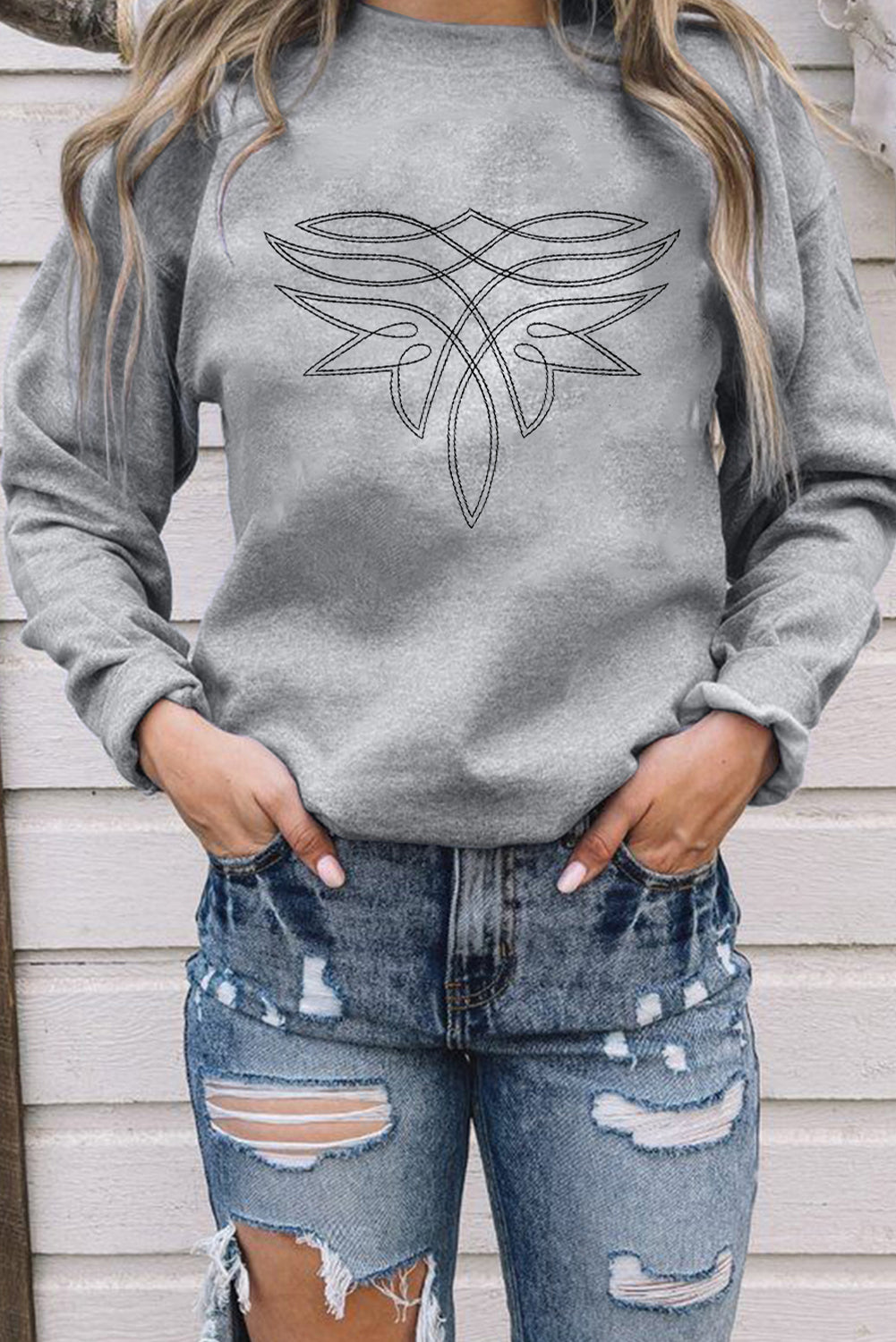 Boot Stitching, Gray sweatshirt