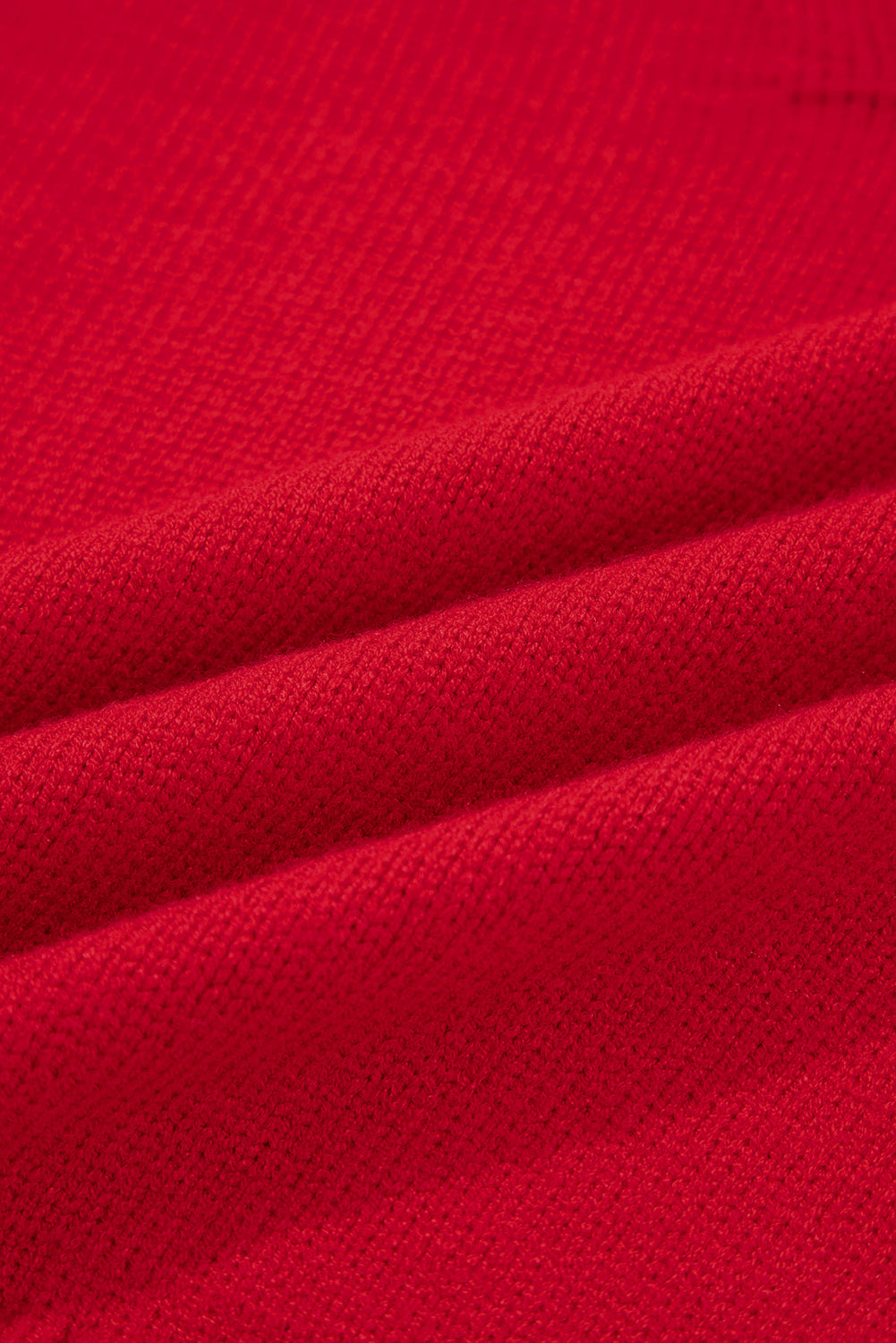 Red Ribbed Edge, Collared V Neck Sweater