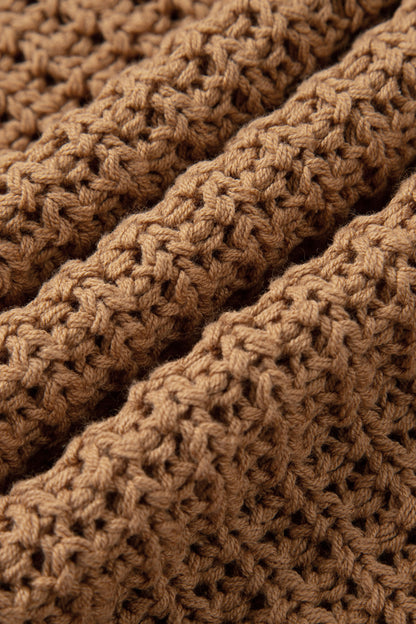 Camel wide sleeve, loose pullover sweater, hollowed detail