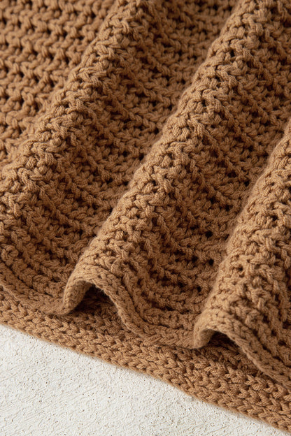 Camel wide sleeve, loose pullover sweater, hollowed detail