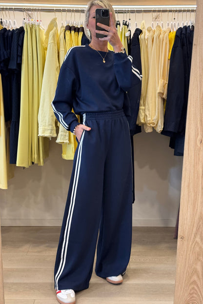 Vintage Varsity Cropped Pullover Wide Leg Pants Set