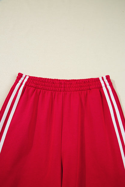 Vintage Varsity Cropped Pullover Wide Leg Pants Set