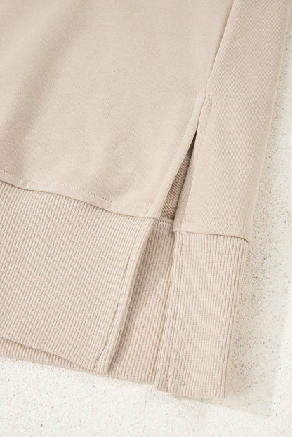 Oversized Slit Sweatshirt Ribbed Leggings Set