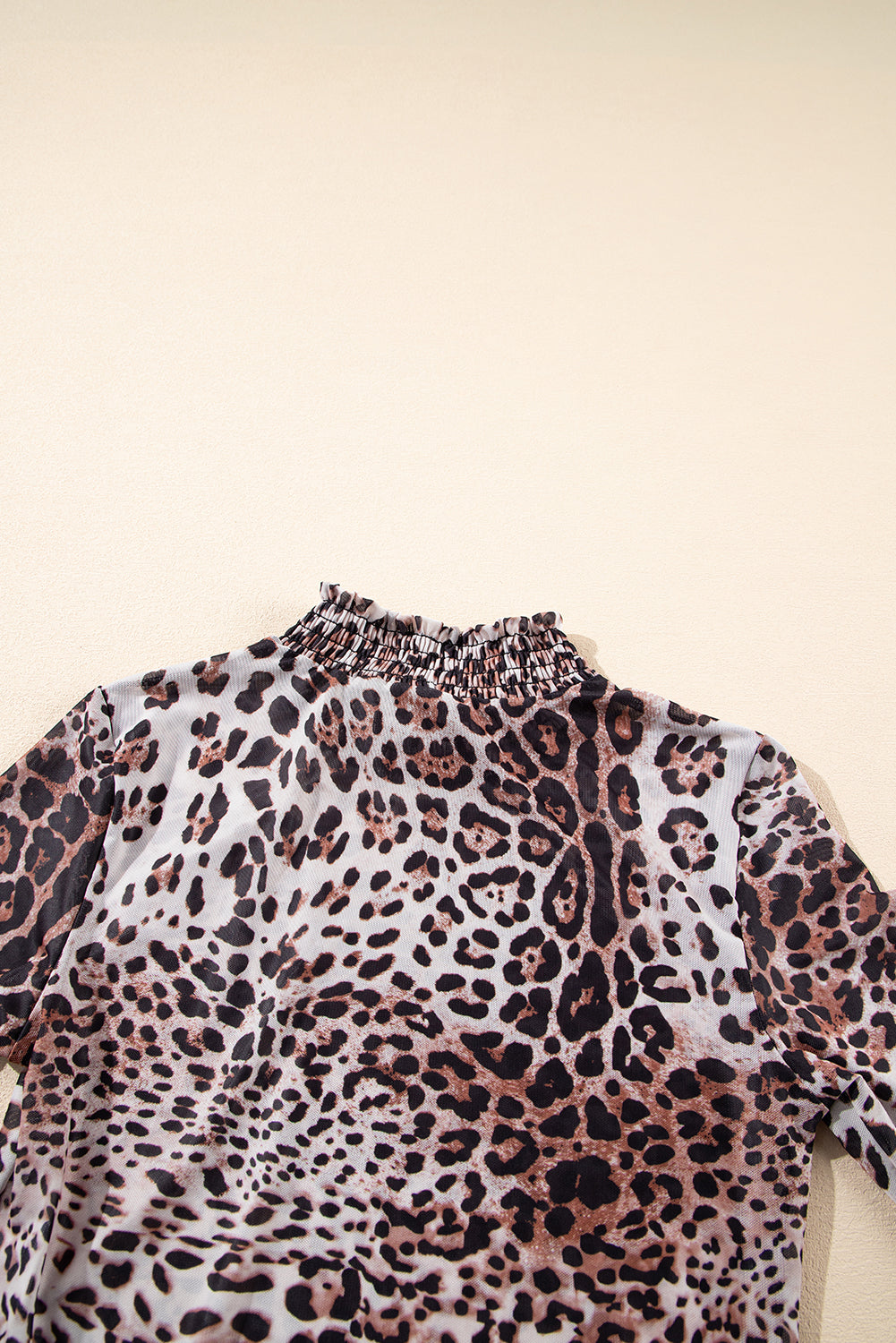 Leopard Print, smocked neck, body suit