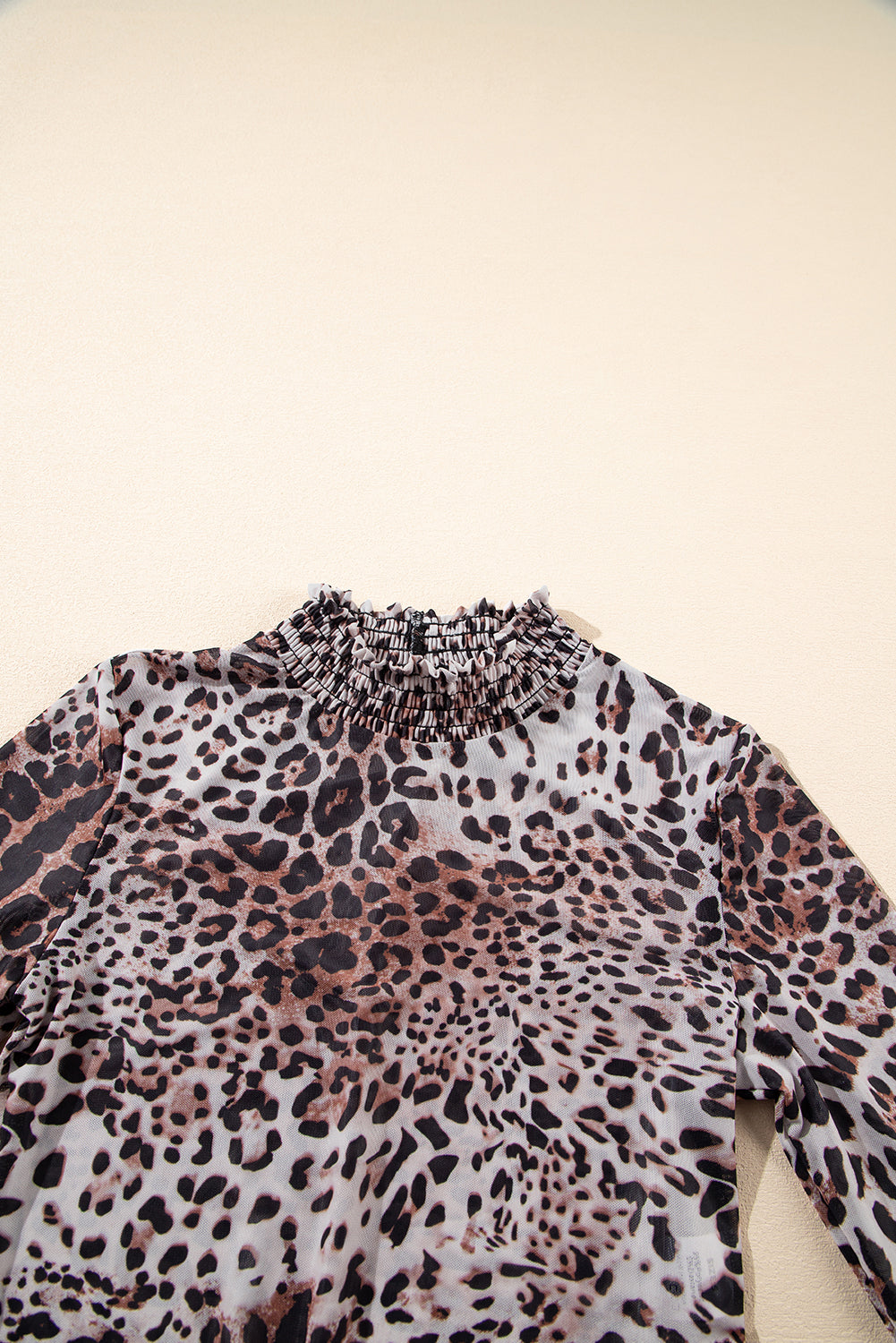 Leopard Print, smocked neck, body suit
