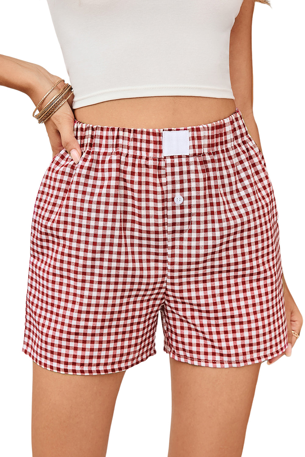 Red or Blue Vintage Gingham Print, boxer style shorts