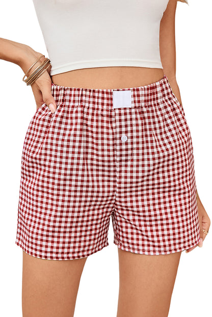 Red or Blue Vintage Gingham Print, boxer style shorts