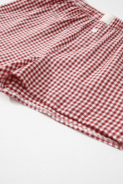 Red or Blue Vintage Gingham Print, boxer style shorts
