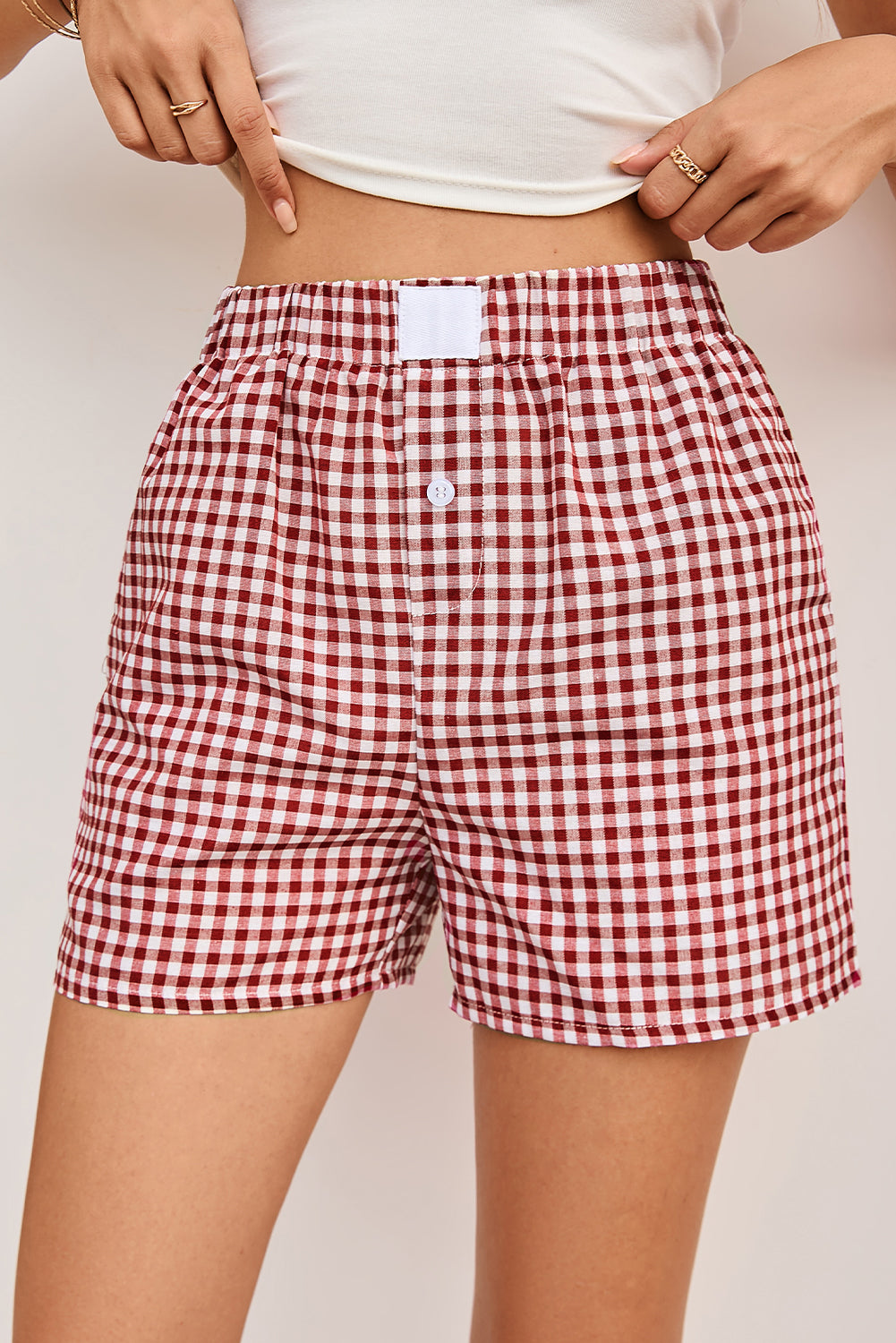 Red or Blue Vintage Gingham Print, boxer style shorts