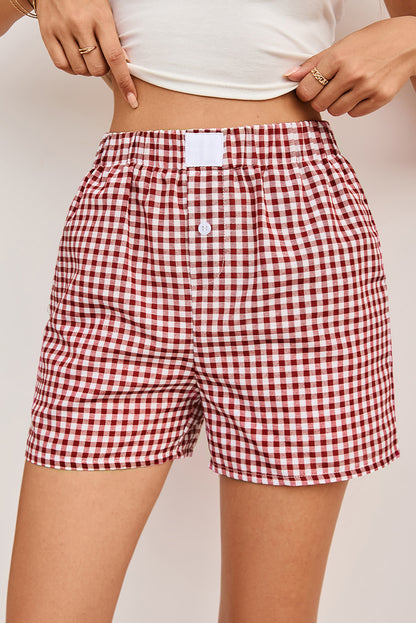 Red or Blue Vintage Gingham Print, boxer style shorts