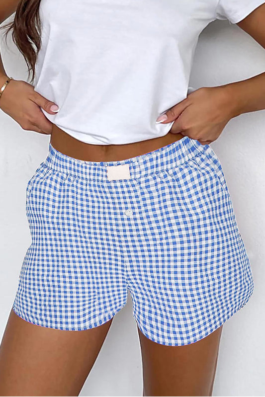 Red or Blue Vintage Gingham Print, boxer style shorts
