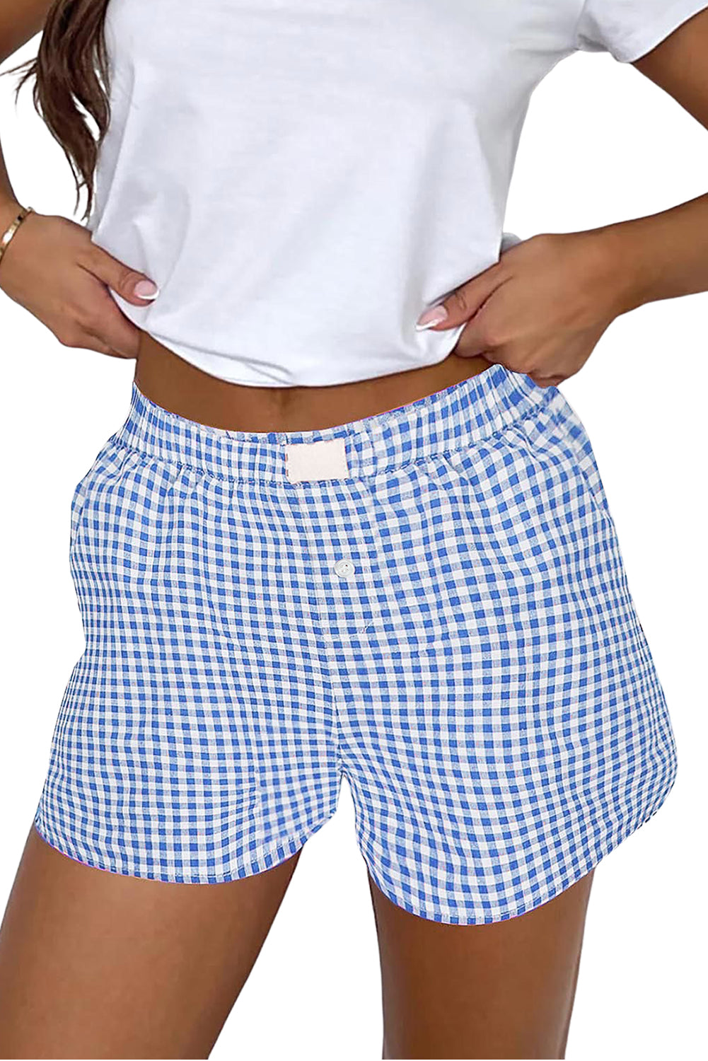 Red or Blue Vintage Gingham Print, boxer style shorts