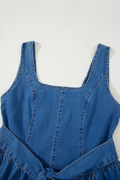 Denim Blue Bowknot A-line dress