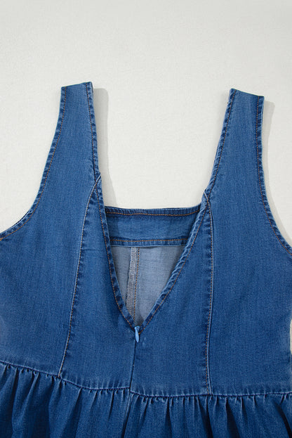 Denim Blue Bowknot A-line dress