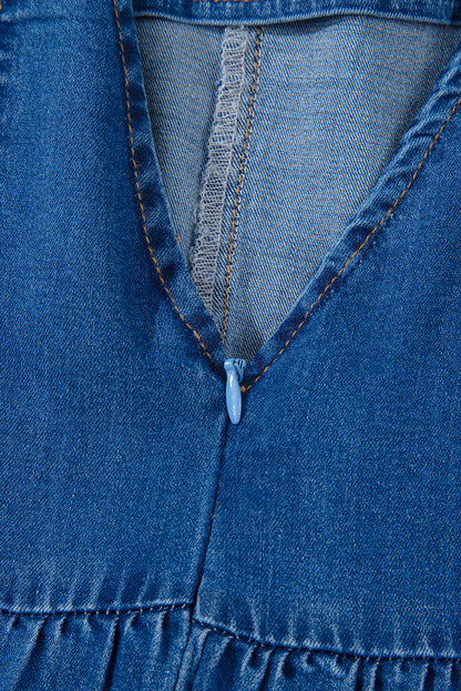 Denim Blue Bowknot A-line dress