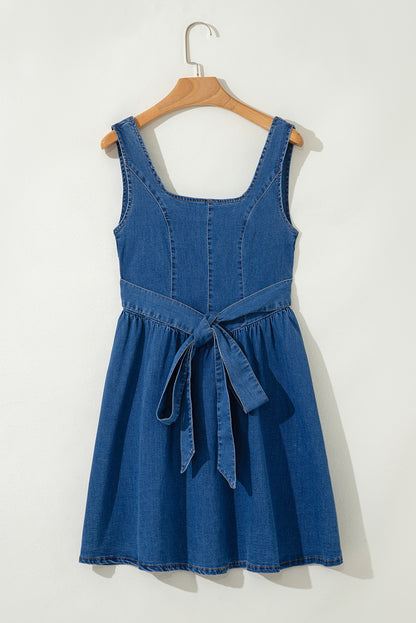 Denim Blue Bowknot A-line dress