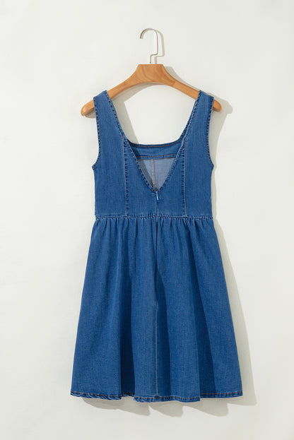 Denim Blue Bowknot A-line dress
