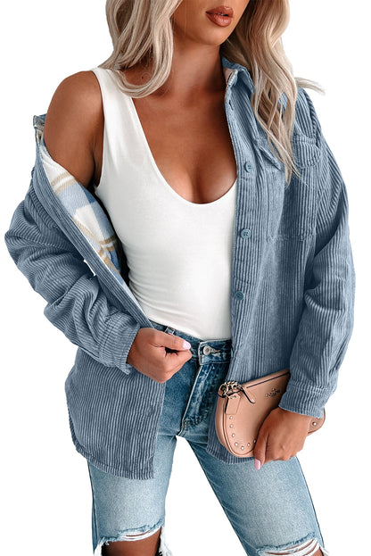 Stone Blue / Plaid Corduroy Jacket