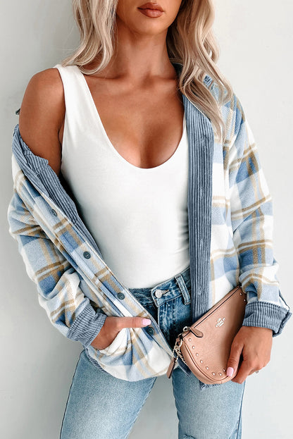 Stone Blue / Plaid Corduroy Jacket