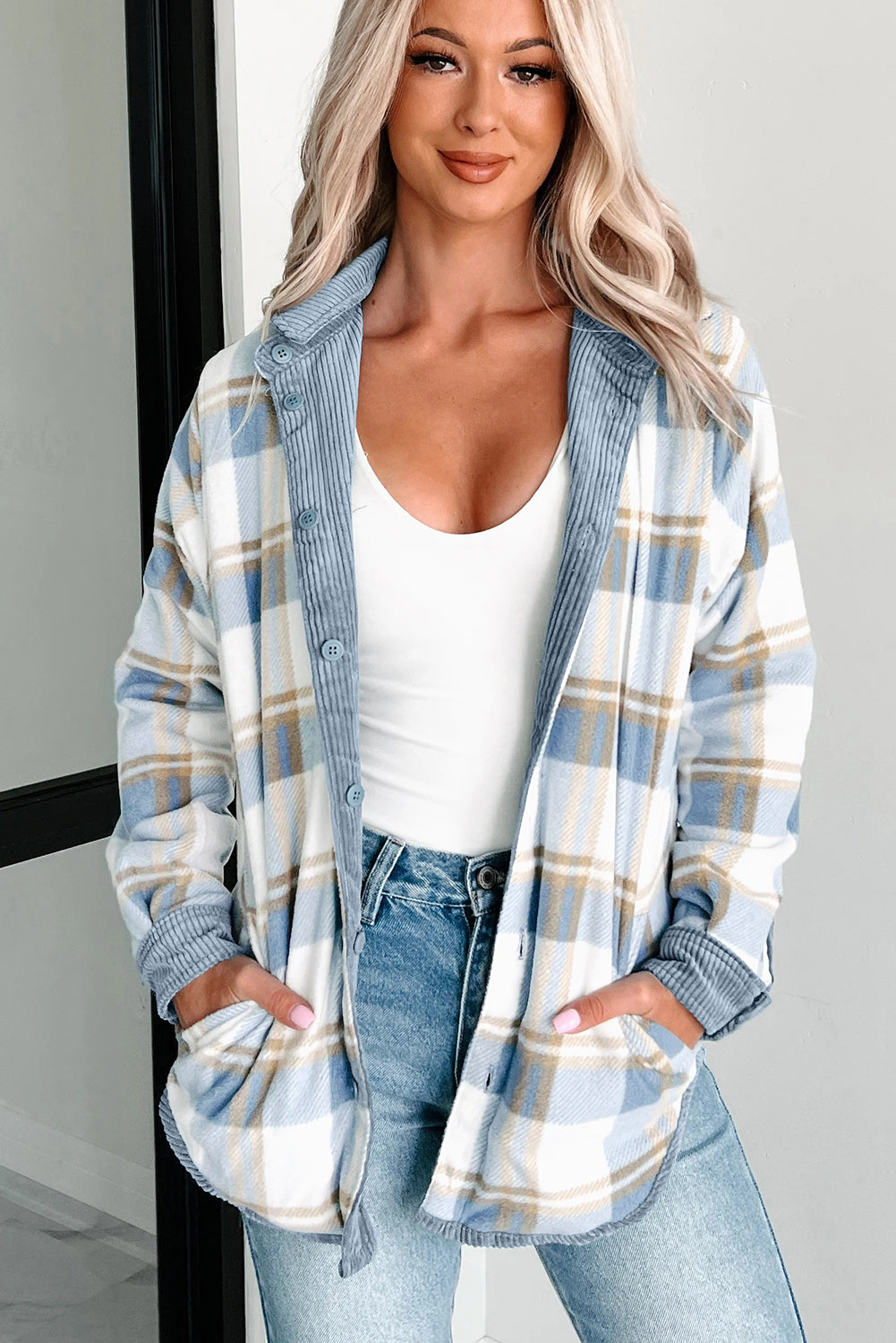 Stone Blue / Plaid Corduroy Jacket