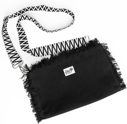 Boho Canvas Crossbody Bag black