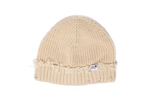 Boho Cute Chunky Soft Acrylic Distressed Women's Cream Beanie