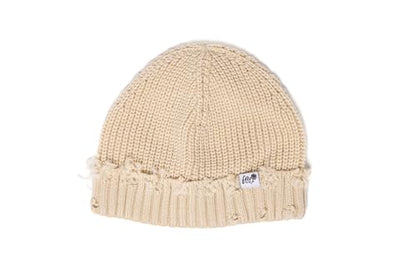 Boho Cute Chunky Soft Acrylic Distressed Women's Cream Beanie