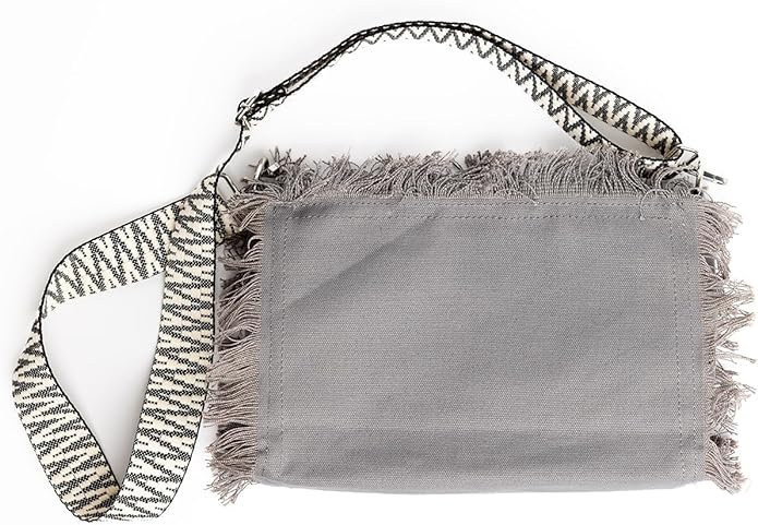 Boho Canvas Crossbody Bag Grey