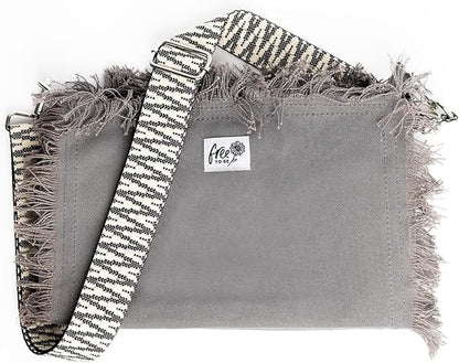 Boho Canvas Crossbody Bag Grey