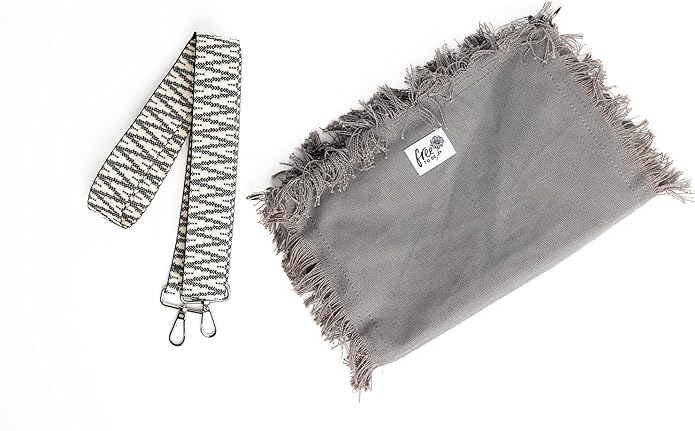 Boho Canvas Crossbody Bag Grey